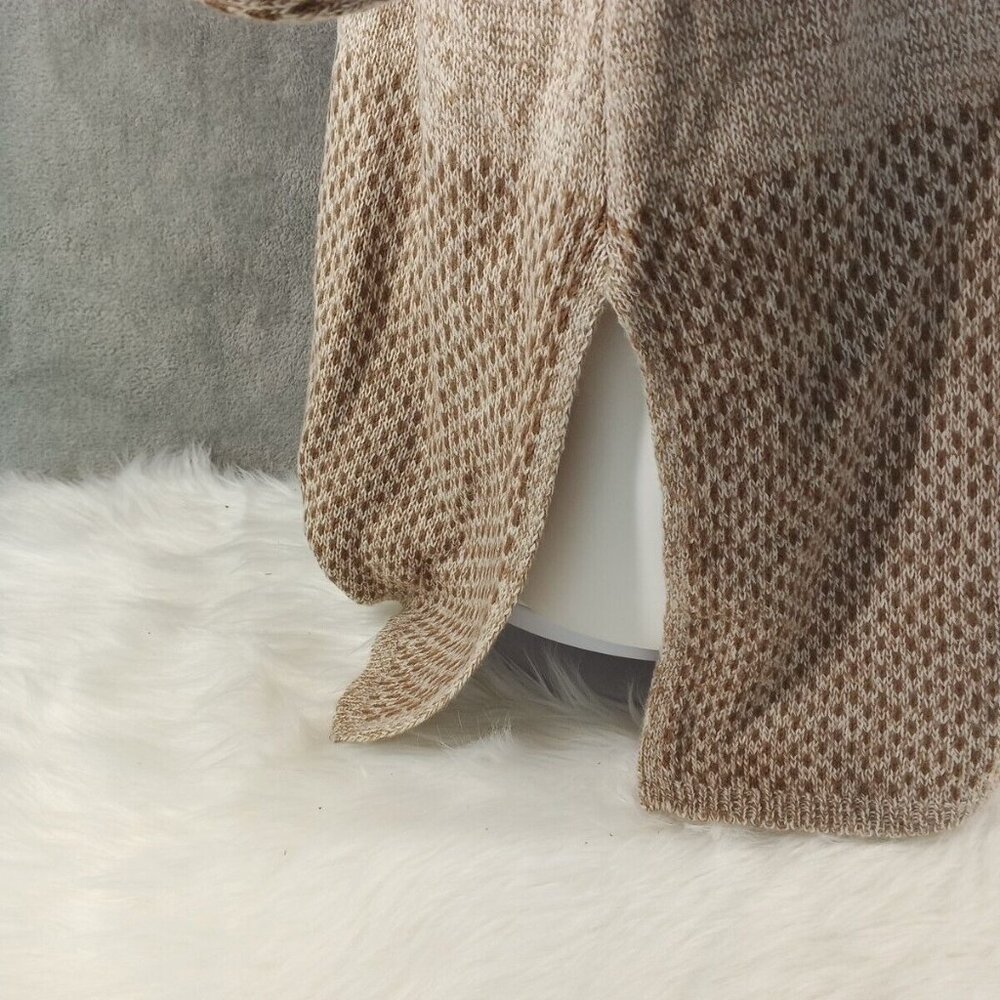 NWT Karen Scott Long Textured Cardigan Sweater LARGE(12-14) Pullover Tan Brown - Picture 9 of 14